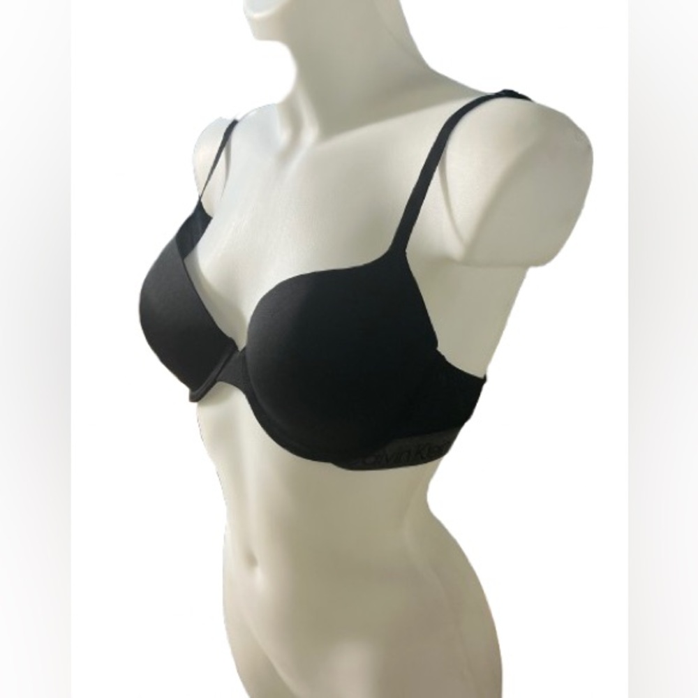 Calvin Klein Black with Dark Grey Strappy  Logo Bra 36B